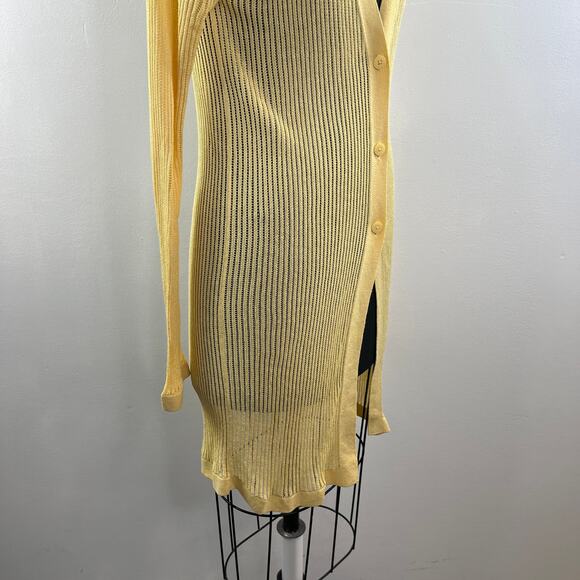 Uniqlo x Ines de la Fressange Yellow Linen-Blend Open-Knit Cardigan Sweater M - Picture 6 of 10